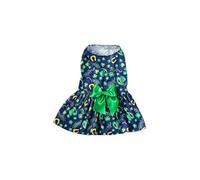 Dog Dress Clover Pattern St. Patrick's Day Cute Tulle Skirt for Small Dog(Dark Blue,Medium)