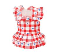 Dog Dress Girl for Small Medium Dogs,Pet Summer Princess Dresses Dog Striped Skirt for Chihuahua Yorkies Outfit_M(Red Heart)