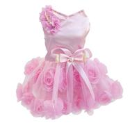 Dog Dress Luxury Puppy Skirt Clothes Princess Dresses Wedding Evening Tutu Skirt Rose Flower Bowknot Dresses for Small Dog Girl XL Pink