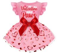 Dog Dress with Ruffles (M (Back: 13.9",Chest: 16"-18"), My Valentine Has Paws)