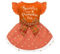 Dog Dress with Ruffles (S (Back: 12.2",Chest: 14"-16"), Sweeter Than Pumpkin Pies)