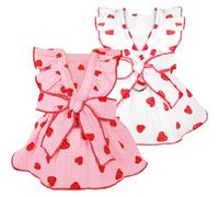 Dog Dresses for Small Dogs Girl Female Clothes Cat Clothes Cat Dress Cute Cotton Extra Small Summer Clothes Bow Decor Printed Strawberry Dog Birthday Outfit Puppy Clothes