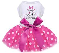 Dog Dresses for Small Dogs Girl - Gradient Sequin Mesh Summer Tutu Dress Dog Clothes - Cat Apparel - Pet Puppy Clothing Doggie Outfits by Kosiyi (White Polka Dots, Medium)
