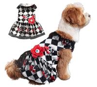 Dog Dresses for Small Dogs, Halloween Dress for Dogs, Skull Pattern Lace Pet Skirts with Eye Flower, Pet Outfits for Small Dogs