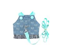 Dog Dresses Harness Leash Set For Small Dogs Cute Bowknot Puppy Vest Soft Jean Chihuahua Toy Poodle Jacket Pet Apparel Yorkie Comfortable Stylish Outfit (A, M)
