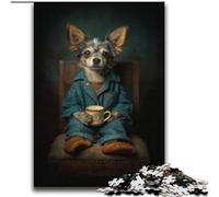 Dog Drinking Coffee 2000 Pieces Jigsaw Puzzle For Adults Teens, Help The Brain Exercise Addictive Toys to Cultivate Patience Unique Challenge Game (70x100cm)