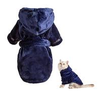 Dog Drying Coat,Microfibre Dog Towels for Fast Drying,Super Absorbent Dogs Bath Towel with Hood & Belly Straps,Adjustable Puppy Dressing Gown Doggie Shower Towelling Pet Bathrobe (Navy Blue)