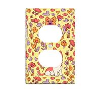 Dog Duplex Outlet Covers Wall Plate, Playful Fanciful Flower Heart Spring Yellow Plastic Standard Size Face Plates for Electrical Outlets for New Apartment Home Bedroom Office Decor