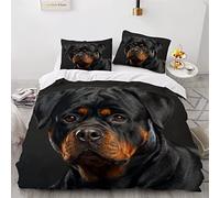 Dog Duvet Cover Set Double King Size 3D Printed Rottweiler Bedding Set Rottweiler 3Pcs Quilt Cover Puppy Soft Microfiber Pet Animals Comforter Cover With Zipper