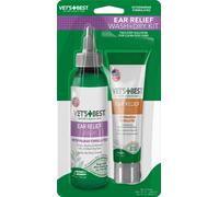 Dog Ear Cleaner Kit Multi Symptom Ear Relief Wash & Dry Treatment Alcohol free