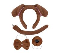 Dog Ear Costume - Dog Ear Headband | Set of 4 Nose Tail Fly Set, Adjustable Nose Tail Fly Set, 4-Piece Puppy Set Comfortable Animal Tail Costume, Soft for Cosplay Accessories