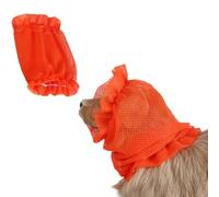 Dog Ear Cover Snood for Long Ears Breathable Mesh Earmuff Net for Grooming Cat Cocker Spaniel Cavalier Basset Summer Keep Grass Seeds Away (Orange)