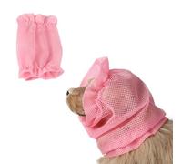 Dog Ear Cover Snood for Long Ears Breathable Mesh Earmuff Net for Grooming Cat Cocker Spaniel Cavalier Basset Summer Keep Grass Seeds Away (Pink)