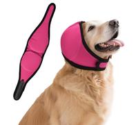 Dog Ear Covers for Bath, Dog Ear Muffs Noise Protection, Elastic Waterproof Ear Protector with Calming Hoodie Design for Fireworks, Vet Visits, Grooming (Rose, Medium)