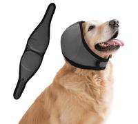 Dog Ear Covers for Bath, Dog Ear Muffs Noise Protection, Elastic Waterproof Ear Protector with Calming Hoodie Design for Fireworks, Vet Visits, Grooming (Gray, Large)