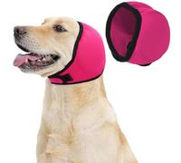 Dog Ear Defenders, Comfort Dog Ear Muffs Noise Protection, Dogs Calming Ears Wrap, Waterproof Adjustable Cat Ears Shower Wrap, for Anxiety Relief, Swimming,Grooming (Rose Red)