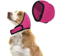 Dog Ear Defenders - Waterproof Adjustable Noise Cancelling Ear Muffs for Dogs, Calming Snood Protector for Grooming, Bathing, Swimming & Travel(Rose Red,S)