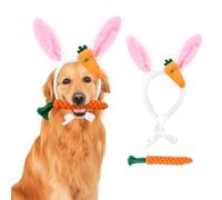 Dog Ear Headband,1 Pcs Easter Costume Cute Bunny Ear Hairband 1 Pcs Carrot Chew Toy Easter Party Puppy Headwear Supplies for Dog Cat