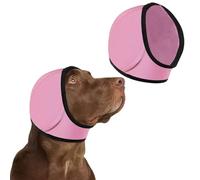 Dog Ear Muffs & No Shake Ear Wrap for Hematoma, Bathing, Drying & Noise Anxiety Relief - Elastic Waterproof Ear Protector with Calming Hoodie Design for Grooming (Pink, M)
