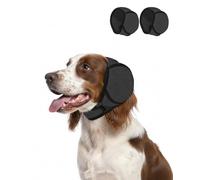 Dog Ear Muffs Noise Protection, Hoodie Calming Cap for Anxiety Relief - Waterproof & Dirt-Resistant with Adjustable Magic Tape for Bathing, Grooming, Fireworks & Swimming, Grey M 2-Pack