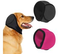 Dog Ear Protectors, 2 Pack Dog Ear Defenders for Noise Protection and Swimming, Waterproof Adjustable Pet Ear Covers for Bathing, Grooming, and Anxiety Relief, M Black and Dark Pink
