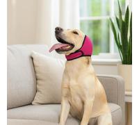 Dog Ear Protectors Noise Reduction Calming Hoodie, Grey, Soft Breathable Elastic Ear Pads for Anxiety Relief During Fireworks, Thunderstorms, Grooming, Car Rides (Rose red, L)