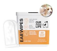 Dog Ear Wipes | Soft, Quick & Easy Ear Wipes For Dogs | Remove Wax, Dirt & Stop Smelly, Itchy Dog Ears | 50 Soothing Aloe Vera Dog Ear Cleaning Finger Wipes!