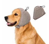 Dog Ear Wrap Noise Protection, No Shake Dog Muffs & Head Wrap, Thick Noise Cancelling Ear Cover for Anxiety Relief, Adjustable Calming Hoodie for Thunder, Firework, Grooming (Coffee, L)