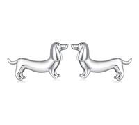 Dog Earring - Dachshund Earrings for Women, Weenie Dog Decor Stud Earring, Cute Dachshund Jewelry Gifts for Women, Hypoallergenic Animal Earrings, Birthday Valentine's Day Gift Ideas (Silver)