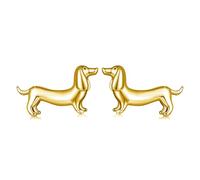 Dog Earring - Dachshund Earrings for Women, Weenie Dog Decor Stud Earring, Cute Dachshund Jewelry Gifts for Women, Hypoallergenic Animal Earrings, Birthday Valentine's Day Gift Ideas (Gold)
