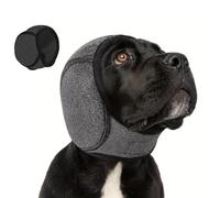 Dog Ears Cover, Adjustable Dog Ear Muffs Comfortable Waterproof Dogs Snood Ear Protector Muffs Noise-Reducing, Calming Hood Head Wrap for Bath Grooming Swimming Fireworks Thunder Anxiety Relief(Grey)