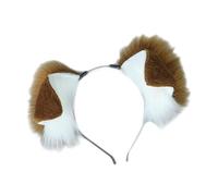 Dog Ears Hair Hoop Costume Headband for Stage Performance Halloween Festival Deep Brown White 11x10x9 cm