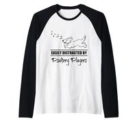 Dog Easily Distracted by Psaltery Players Music Notes Raglan Baseball Tee