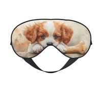 Dog Eating Bones Print Sleep Mask with Adjustable Strap, Comfortable Eye Cover for Travel, Yoga, Napping, Sleeping & Relaxation