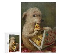 Dog Eating Pizza Wooden Jigsaw Puzzle for Adults, 300 PCS - Thoughtful Present, for Mindful Indoor Entertainment