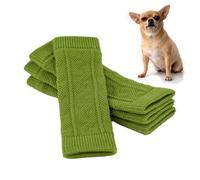 Dog Elbow Protector - 4pcs Yellow Green Knitted Socks Leg Warmer Wraps Pet Elbow Sleeve Small Medium Large | Joint Support Blanket