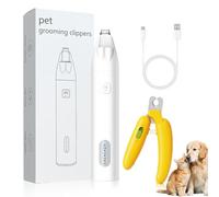 Dog Electric Paw Trimmer Grooming Clippers kit - 2-in-1 Safe Nail Clipper & Pet Shaver with LED Light for Paws, Eyes, and Ears(Yellow)