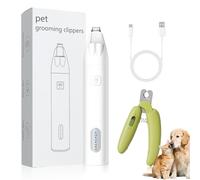 Dog Electric Paw Trimmer Grooming Clippers kit - 2-in-1 Safe Nail Clipper & Pet Shaver with LED Light for Paws, Eyes, and Ears (Green)