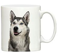 Dog Exhibitor Siberian Husky design hand printed ceramic mug printed in the UK merchandise, great for tea, coffee and most hot or cold beverages.