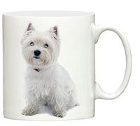 Dog Exhibitor Westie Dog Sitting design hand printed ceramic mug printed in the UK merchandise, great for tea, coffee and most hot or cold beverages.