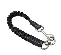 Dog Extension Leash Shock Absorption with Bungee Reflective Nylon | Heavy Duty Woven Rope, 360 Degree Swivel Clip, Non-slip Handle, Black Finish, Suitable for Medium Dogs, Harnesses, Hiking