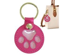 Dog F-ur Storage K-eychain - Cute Round Leather Cat Paw K-eychain Pet Hair Keepsake Keyring, Protable Memorial Collection Pendant, Pet Memorial Presents For Bag Purse Paw Charm Key Holder