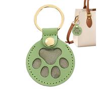 Dog F-ur Storage K-eychain - Cute Round Leather Cat Paw K-eychain Pet Hair Keepsake Keyring, Protable Memorial Collection Pendant, Pet Memorial Presents For Bag Purse Paw Charm Key Holder