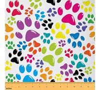 Dog Fabric by The Yard Colorful Little Paws Print Upholstery Fabric Cartoon Pet Animal Fabric for Quilting Clothing Sewing Gift DIY Art Craft Patchwork Colorful 1 Yard