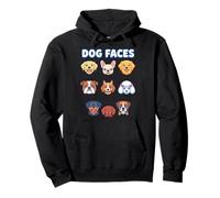 Dog Faces Cute Cartoon Puppy Breed Portraits Pullover Hoodie