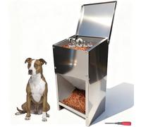 Dog Feeder - 50 Lb Kibble Large Capacity, Stainless Steel Anti-Corrosion Durable, Automatic Gravity, Outdoor-Ready Self-Feeding for Medium & Large Dogs 27.5"(H)×16"(L)×12"(W)
