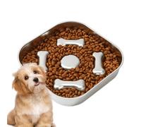 Dog Feeder Bowl, Stainless Steel Pet Food Dispenser, Anti-Choking Eating Habits Training, 21.5x21.5x4cm Slow Feeder for Medium Large Dogs Cats, Home Indoor Use