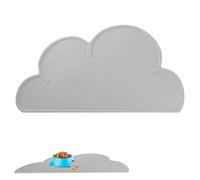 Dog Feeding Bowl Mat - Cloud Shape Silicone Tray for Pets | Splash Proof Raised Edge, Non Slip Grip, Waterproof Food Grade Material, Floor Protector Placemat, Gray