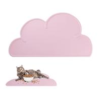 Dog Feeding Bowl Mat - Cloud Shape Silicone Tray for Pets | Splash Proof Raised Edge, Non Slip Grip, Waterproof Food Grade Material, Floor Protector Placemat, Gray