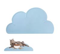 Dog Feeding Bowl Mat - Cloud Shape Silicone Tray for Pets | Splash Proof Raised Edge, Non Slip Grip, Waterproof Food Grade Material, Floor Protector Placemat, Gray